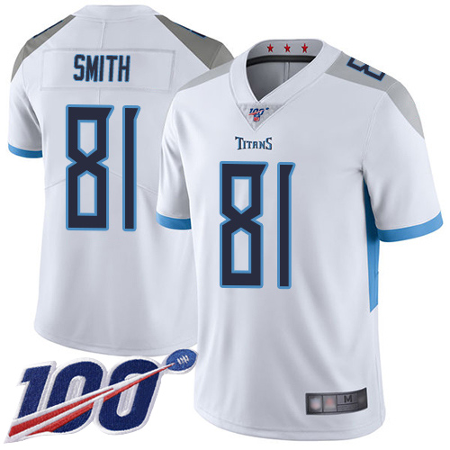 Tennessee Titans Limited White Men Jonnu Smith Road Jersey NFL Football 81 100th Season Vapor Untouchable